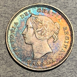 1896, Canada 5 cent silver, XF beautiful toning