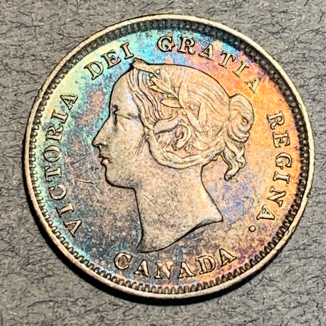 1896, Canada 5 cent silver, XF beautiful toning