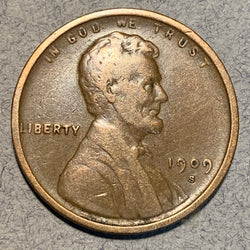 1909-S over S Lincoln Cent, VF
