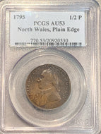 1795 North Wales Half Penny PCGS AU53 Plain Edge