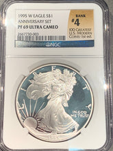 1995 W Silver Eagle Dollar, NGC PF 69 Ultra Cameo, Anniversary Set