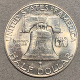 1949-D Franklin Half Dollar, Grade= MS60, obv scratch