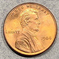 1984 Lincoln Cent, MS64, double ear repunched error, FS1c-037, BREEN 2314