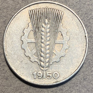 Germany, 1950E, 10 pfennig, XF, KM3 - GDR, rim ticks.