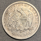 1876 CC Seated Liberty Quarter, VF