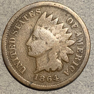 1864 L Indian Cent, Grade= G, minor problems