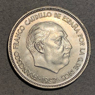 Spain, 1957(64),  25 pesetas, BU, KM787 - terrific details and luster. Exact coin imaged.
