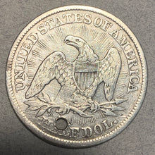 1853 Seated Half Dollar, Grade= XF arrows and rays, cleaned and 2mm hole