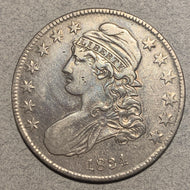 1834 Cap Bust Half Dollar, VF35 heavily cleaned and a few marks