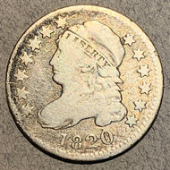 1820 Capped Bust Dime, Grade= VG, cleaned