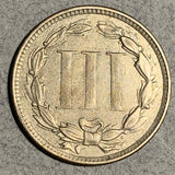 1874, XF  Three Cent Nickel Piece
