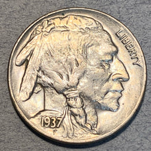 1937-D Buffalo Nickel 3 leg error AU58, Beautiful overall, lightly cleaned