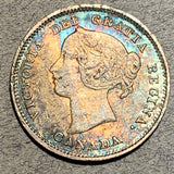 1901, Canada 5 cent silver, XF beautiful toning