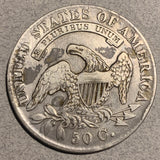 1830 Capped Bust Half Dollar, F cleaned with hairlines