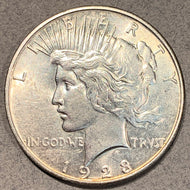 1923 D Peace Dollar, AU58