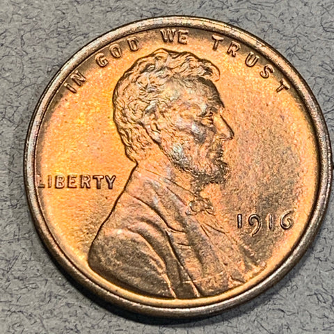1916 Lincoln Cent, Grade= MS65RB