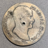 France, AN12L, 5 Francs, VG holed in center, .900 silver .7234 ASW, KM660.7