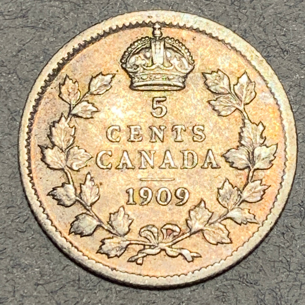 1909, Canada 5 cent Silver, AU