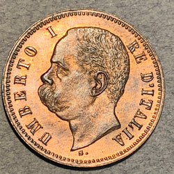 Italy, 1898R, 2 Centesimi,  AU58 choice, KM30