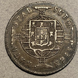 Brazil, 1820B, 960 reis, AU, deep brown tone. Over-struck on 8 reale