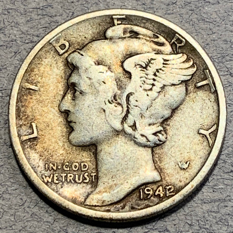 1942 over 1 Mercury Dime, F15, Liberty Head dime