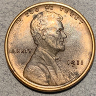 1911-S Lincoln Cent, Grade=  AU58, gray speckled surfaces