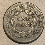 1825, F18  Coronet Head Large Cent. Dark porous surfaces