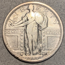 1917 Type 1 Standing Liberty Quarter, VF, cleaned and 1 scratch