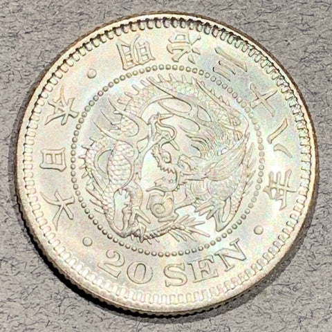 Japan, 1905, MS65, Y24 - 20 Sen gorgeous