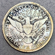 1914 Barber Quarter, Grade= F, cleaned but now toned brilliant rainbow colors