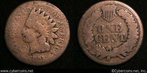 1861 Indian Cent, Grade= AG