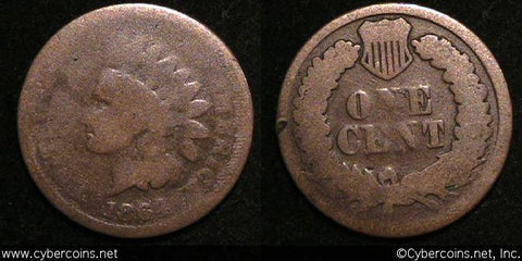 1864 L Indian Cent, Grade=  AG