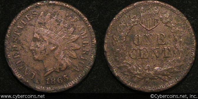 1865 Indian Cent, Grade= XF