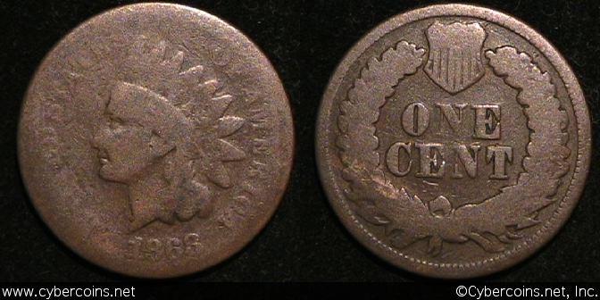 1868 Indian Cent, Grade=  AG
