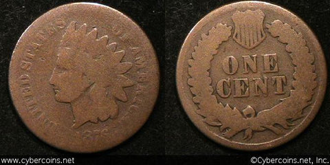 1876 Indian Cent, Grade= AG