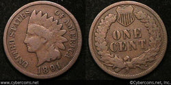 1891/1891 Indian Cent, Grade= VG