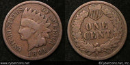 1891/1891 Indian Cent, Grade= VG