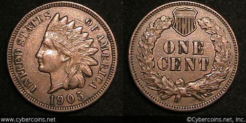 1905 Indian Cent, Grade= AU