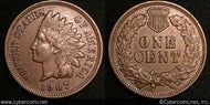 1907 Indian Cent, Grade= AU