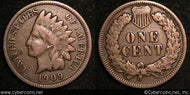 1909 Indian Cent, Grade= G-VG