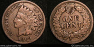 1909 Indian Cent, Grade= F-VF