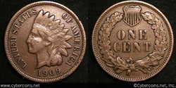 1909 Indian Cent, Grade= F-VF