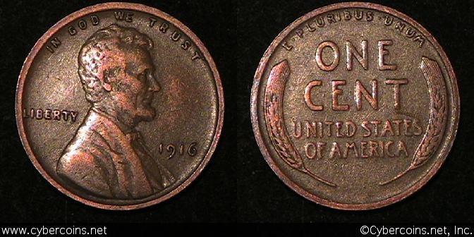 1916 Lincoln Cent, Grade= XF proof strike.
