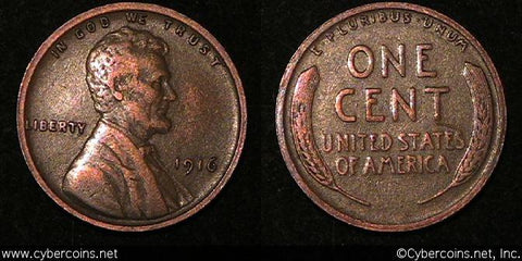1916 Lincoln Cent, Grade= XF proof strike.