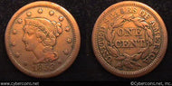 1853, VF   Braided Hair Large Cent.