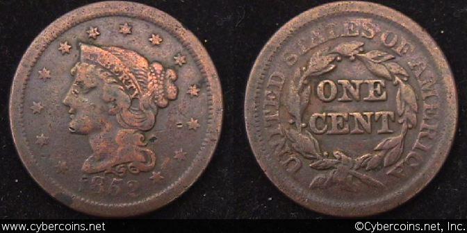 1852, F   Braided Hair Large Cent.