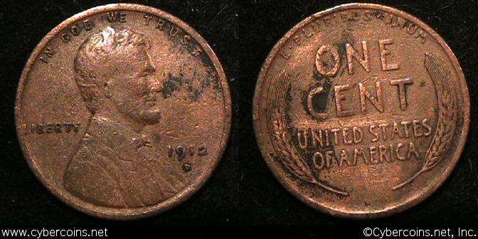 1912-D Lincoln Cent, Grade= VF