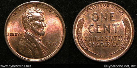 1919 Lincoln Cent, Grade= MS64RB