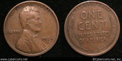 1924-S Lincoln Cent, Grade= VF