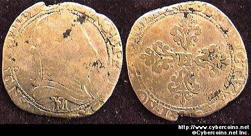 France, 1575-89 1/2 Franc of Henry III - crude